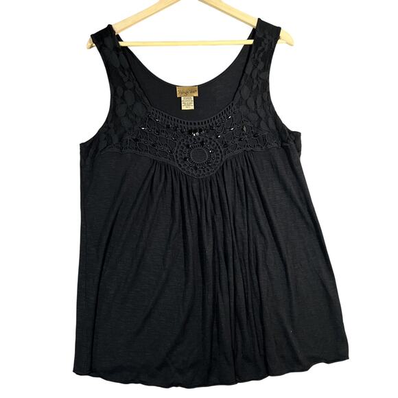 Midnight Velvet Tank Top Large Black Beaded Lace Trim Whimsigoth Fairycore Boho - Picture 1 of 8